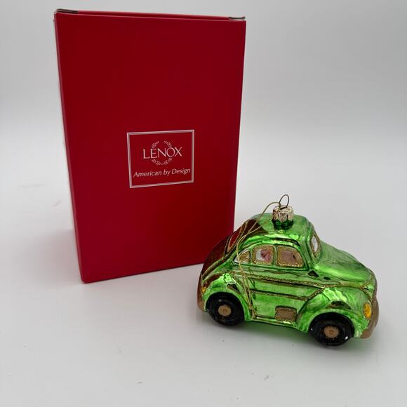 Lenox Ornament Glass Green Car  5 inch - Picture 1 of 9